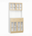 180cm Kitchen Cabinet, 2 Glass Door Cabinets and Countertop, White 1.8m