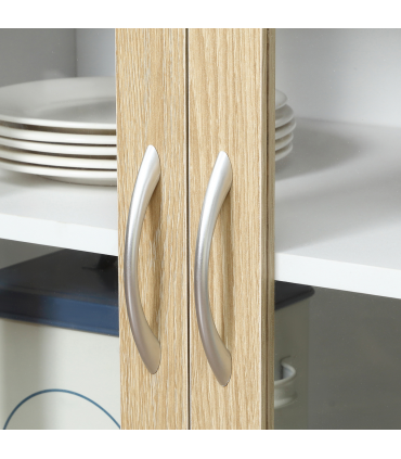 180cm Kitchen Cabinet, 2 Glass Door Cabinets and Countertop, White 1.8m