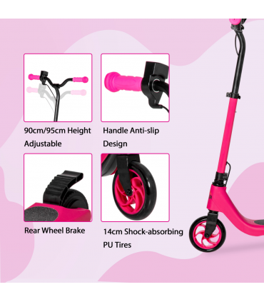 120W Electric Scooter w/ Battery Level Display, Rear Break - Pink HOMCOM