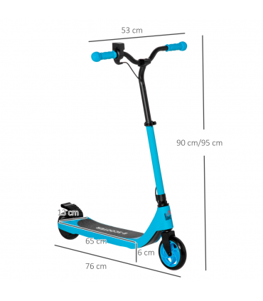 120W Electric Scooter w/ Battery Level Display, Rear Break - Blue HOMCOM