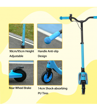 120W Electric Scooter w/ Battery Level Display, Rear Break - Blue HOMCOM