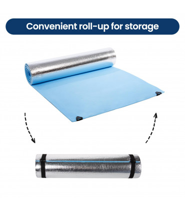 EVA Camping Mat Blue 180cm x 50cm x 0.6cm Lightweight Rolls Up for Easy Storage