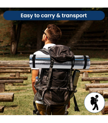 EVA Camping Mat Blue 180cm x 50cm x 0.6cm Lightweight Rolls Up for Easy Storage