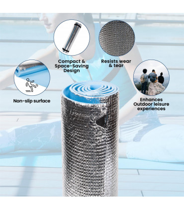 EVA Camping Mat Blue 180cm x 50cm x 0.6cm Lightweight Rolls Up for Easy Storage