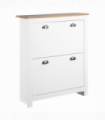 2 Drawer Shoe Cabinet Narrow Shoe Cupboard with Flip Doors White