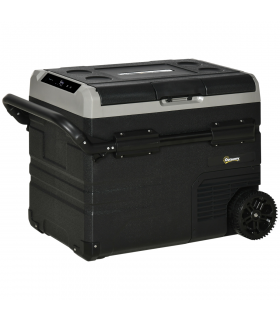 50L Car Refrigerator 12V Portable Freezer w/ Inner LED Light, Wheels Outsunny