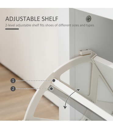 2 Drawer Shoe Cabinet Narrow Shoe Cupboard with Flip Doors White