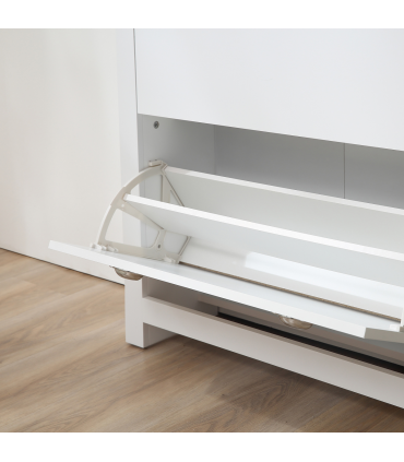 2 Drawer Shoe Cabinet Narrow Shoe Cupboard with Flip Doors White