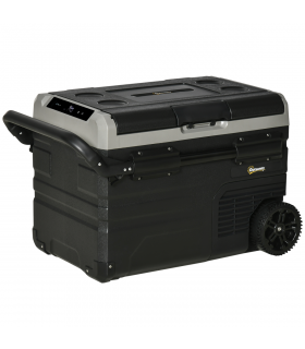 40L Car Refrigerator 12V Portable Freezer w/ Inner LED Light, Wheels Outsunny