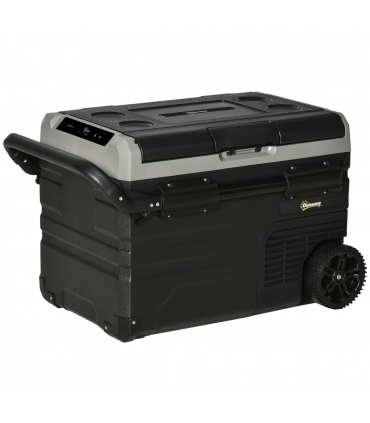 40L Car Refrigerator 12V Portable Freezer w/ Inner LED Light, Wheels Outsunny