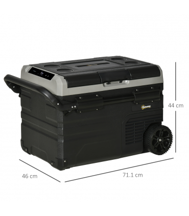 40L Car Refrigerator 12V Portable Freezer w/ Inner LED Light, Wheels Outsunny
