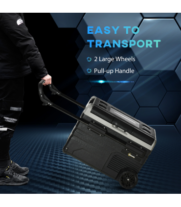 40L Car Refrigerator 12V Portable Freezer w/ Inner LED Light, Wheels Outsunny