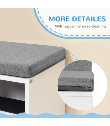 Bookshelf 2 Tier Modern Bookshelf w/ Removable Cushions White 108W x 30D x 60H