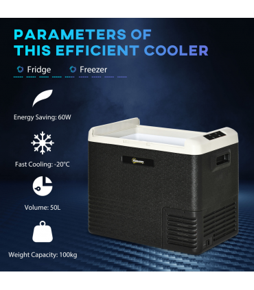 50L Car Refrigerator 12V Portable Freezer for Camping, Driving Outsunny