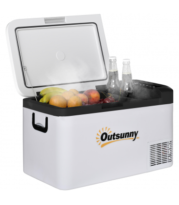 12V Portable Car Refrigerator w/ Inner LED Light Indoor Outdoor, 25L Outsunny