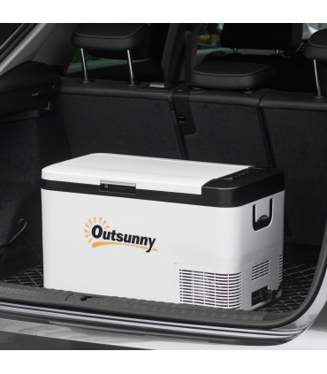 12V Portable Car Refrigerator w/ Inner LED Light Indoor Outdoor, 25L Outsunny
