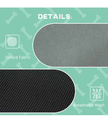 92 cm Elevated Dog Bed Cooling Raised Pet Cot UV Protection Canopy Grey Pawhut