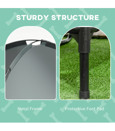 92 cm Elevated Dog Bed Cooling Raised Pet Cot UV Protection Canopy Grey Pawhut