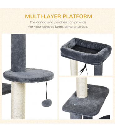 Cat Multi-Activity Tree Tower w/ Perch House Scratching Post Play Ball Pawhut