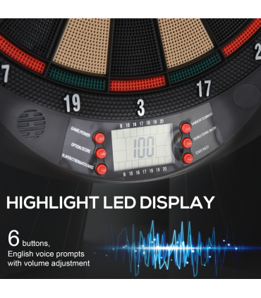 Electronic Dartboard 26 Games,185 Variations with 6 Darts Ready-to-Play