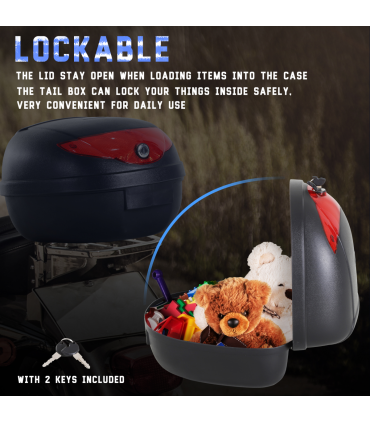 Motorcycle Trunk Tail Box Luggage Case Black PPI 40L x 38W x 28H (cm) 24L