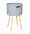HOMCOM Round Side Table Nightstand w/ Hidden Storage Space Removable Lid, Grey