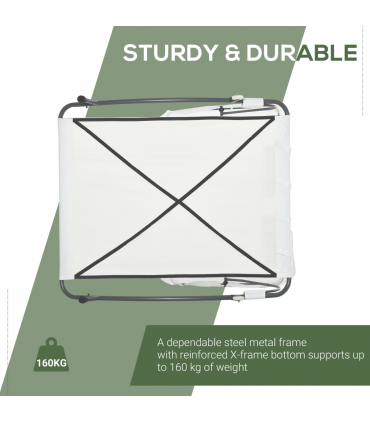 Double Hammock Sun Lounger Bed Canopy Shelter Wheels 2 Pillows Cream White