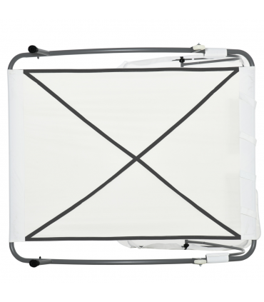 Double Hammock Sun Lounger Bed Canopy Shelter Wheels 2 Pillows Cream White