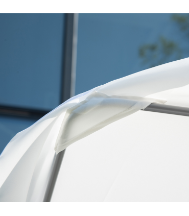 Double Hammock Sun Lounger Bed Canopy Shelter Wheels 2 Pillows Cream White