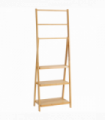 Freestanding Foldable Bamboo Towel Rack with 3 Bars and Shelves for Bathroom