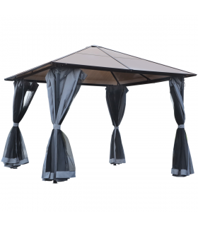 Gazebo Canopy 3x3(m) Polycarbonate Hardtop Aluminium Frame Grey 2.65H x 3L x 3Wm