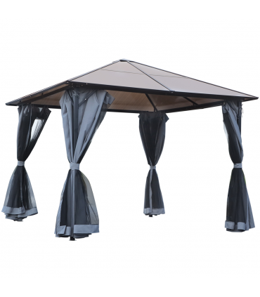 Gazebo Canopy 3x3(m) Polycarbonate Hardtop Aluminium Frame Grey 2.65H x 3L x 3Wm