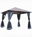 Gazebo Canopy 3x3(m) Polycarbonate Hardtop Aluminium Frame Grey 2.65H x 3L x 3Wm