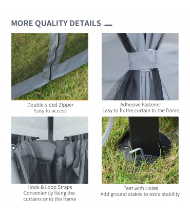 Gazebo Canopy 3x3(m) Polycarbonate Hardtop Aluminium Frame Grey 2.65H x 3L x 3Wm