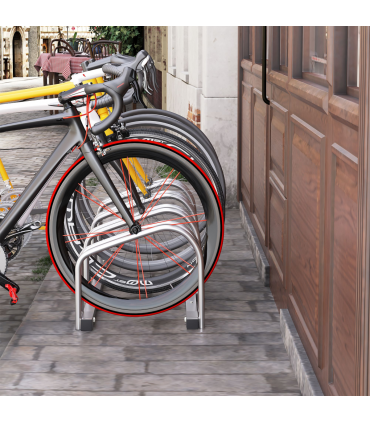 4 Bike Parking Rack Locking Storage Stand Holder Floor Wall Mount  HOMCOM