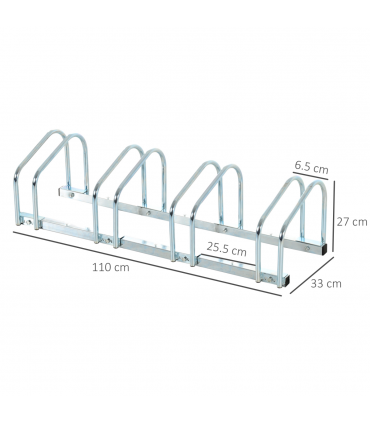 4 Bike Parking Rack Locking Storage Stand Holder Floor Wall Mount  HOMCOM