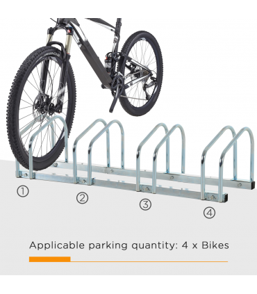 4 Bike Parking Rack Locking Storage Stand Holder Floor Wall Mount  HOMCOM