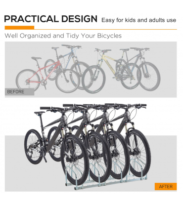 4 Bike Parking Rack Locking Storage Stand Holder Floor Wall Mount  HOMCOM