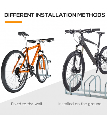 4 Bike Parking Rack Locking Storage Stand Holder Floor Wall Mount  HOMCOM