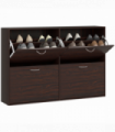 4 Drawer Shoes Cabinet Pull Down Shelf Storage Organiser Dark Brown