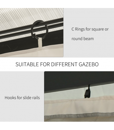 Gazebo Replacement Sidewalls Privacy Panel 4 Pack Polyester Beige 352L x 205H cm