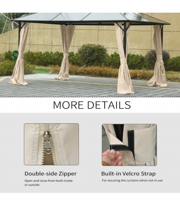 Gazebo Replacement Sidewalls Privacy Panel 4 Pack Polyester Beige 352L x 205H cm