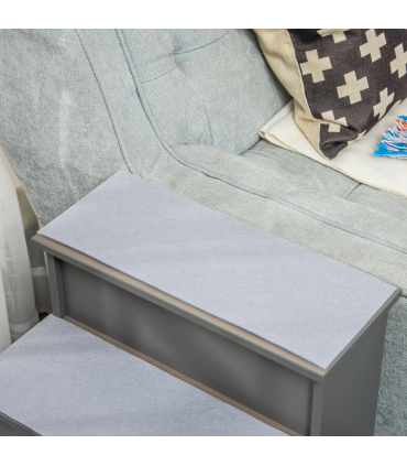 4 Step Wooden Dog Steps Pet Stairs Cat Ladder for Bed Couch, Grey Pawhut