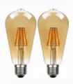 2Pack E27 LED Edison Dimmable Vintage Amber Glass Warm white 2700K Light Bulb