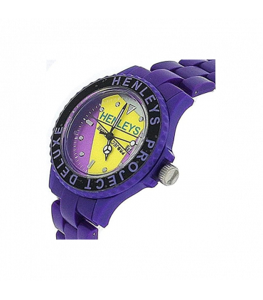 Henleys Project Deluxe Women's Set of 2 Funky Plastic Watch Purple-White SUMMERTWIN CLEARANCE NEEDS RE-BATTERY