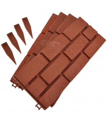 Plastic Garden Edging Grey 18cm x 43.5cm Set of 4 Wood/Brick Effect Panels