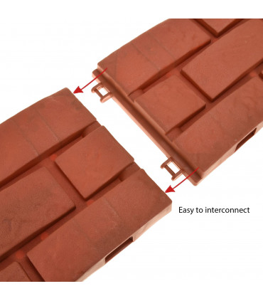 Plastic Garden Edging Grey 18cm x 43.5cm Set of 4 Wood/Brick Effect Panels