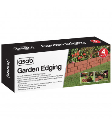 Plastic Garden Edging Grey 18cm x 43.5cm Set of 4 Wood/Brick Effect Panels