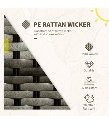 3 PCS Aluminium Rattan Bistro Set with Soft Cushions & Glass Top