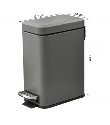 Steel Grey 5L Step Trash Can with Quiet-Closed Lid, Silent and Gentle Open